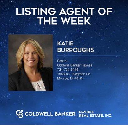 Congrats to Katie B, listing agent of the week.