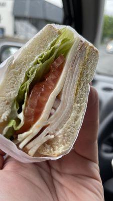 Basic turkey with lettuce tomato and onion.