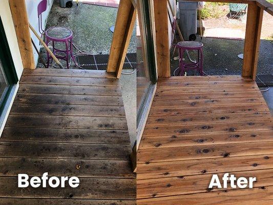 Before and after pressure washing