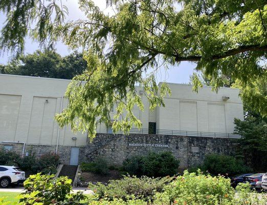 Rear view of the theatre taken from the start of the rose garden path~