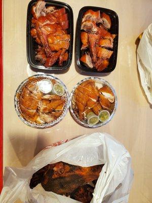 12.17.20 1 house special whole duck, 1 soy sauce whole chicken, and free pig head and parts