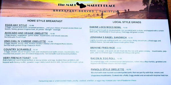 Breakfast Menu