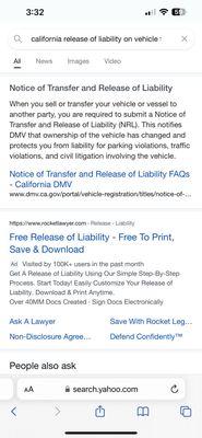 What a transfer of liability protects you from according to the ca dmv.