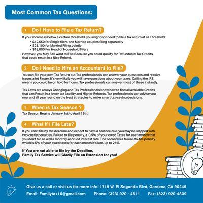 Most Common Tax Questions!