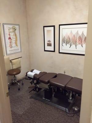 Chiropractic adjusting room, we have 4 separate rooms to decrease your waiting time