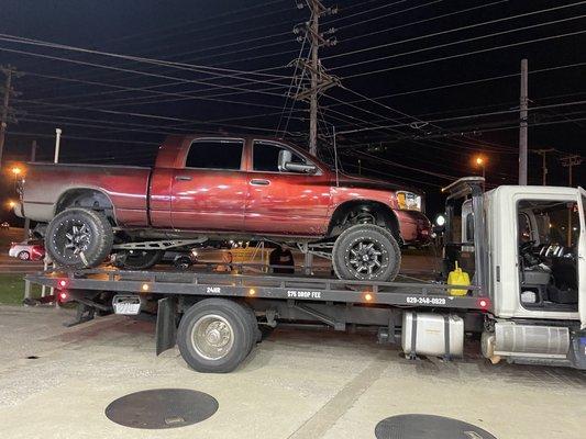 Monster truck towed