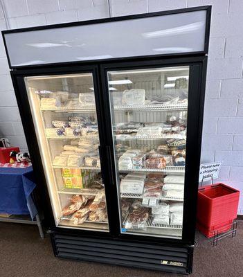 Freezer of steaks, seafoods, etc.