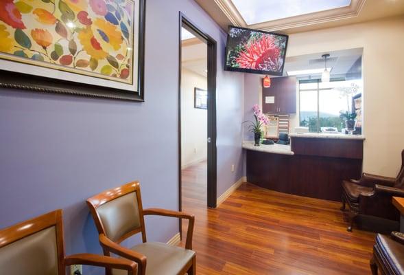 Irvine Comfort Dentist's lobby: Beautifully decorated with a calm atmosphere.