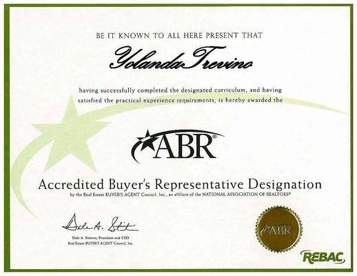 Yolanda Trevino is an Accredited Buyer's Representative, ABR®