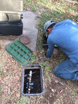 Lawn sprinkler repairs.... Backflow Preventer Valve replacement in Tarrytown, Austin, Tx