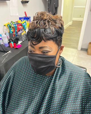 Short sew in weave