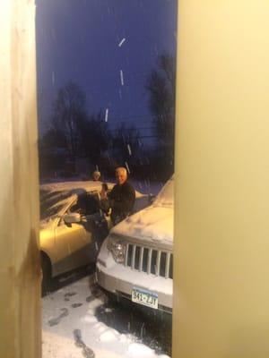 He even scrapes snow off employees cars!