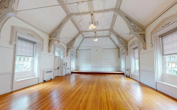 The beautifully renovated Philips Manor hall for Sunday morning yoga