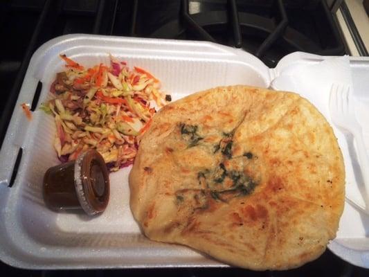 Spinach & cheese pupusa from Yumi's Teriyaki.