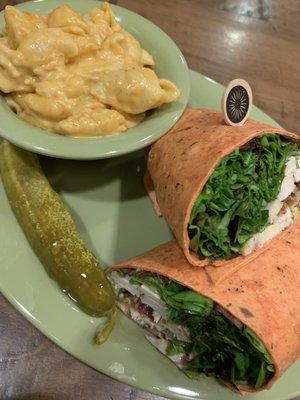 Chicken Bacon Ranch Avacado Wrap and a side of Mac