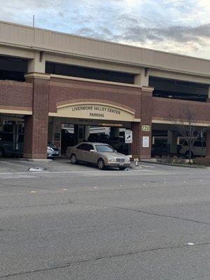 Front of Livermore parking garage on Railroad