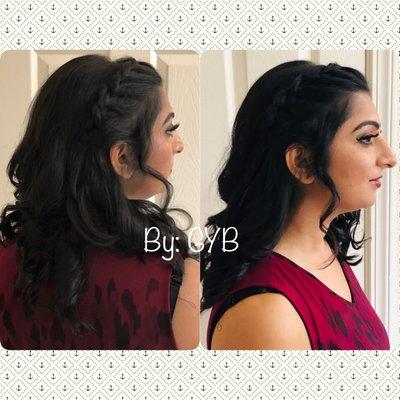 Curls with side braid