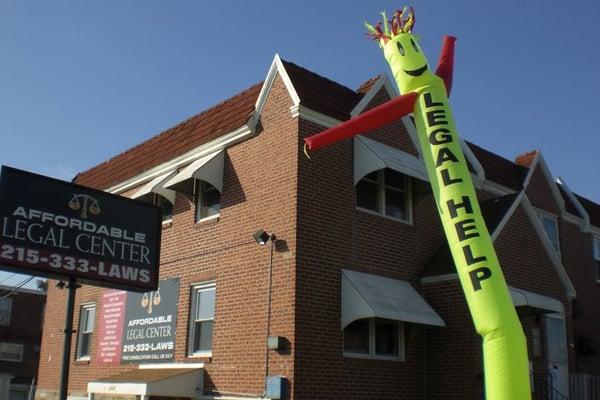 Look for Affordable Legal Center's sky dancer when you are driving down Cottman Avenue across from the Roosevelt Mall.