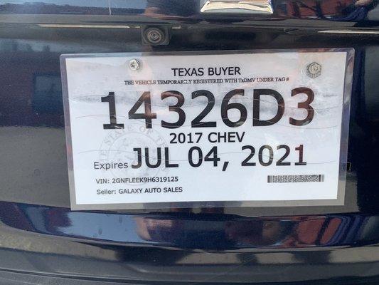 Expired tags. Car out: 7/13/21