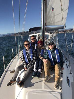 Another great shot of some great people out for a sail. Michelle, Ed, Andrew and Kevin.