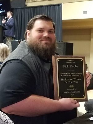 Nick Dobbs, physical therapist, Malvern/Hot Springs County Chamber of Commerce Health Care Worker of the Year