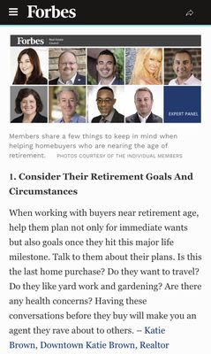 Forbes article on retirement