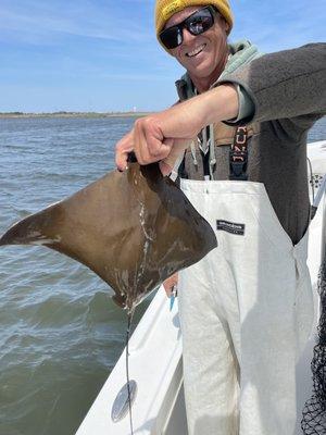 Captain Ben with a small ray