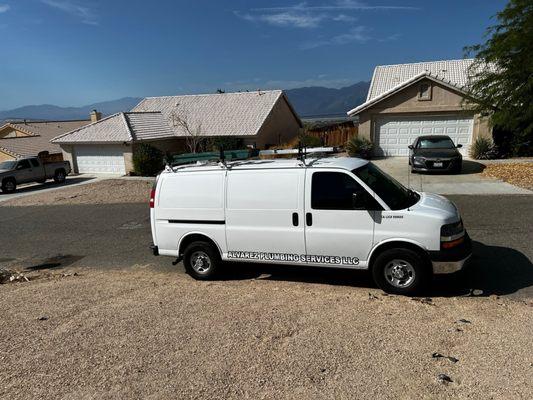 The van that Erik the worker rode up in.