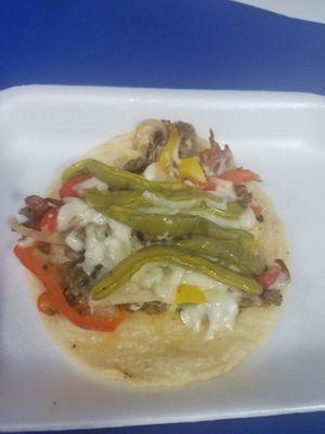 Taco de alambre with hand made Tortilla