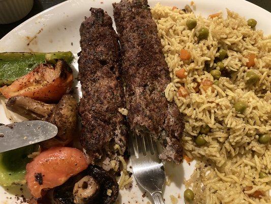 Beef kufta and rice