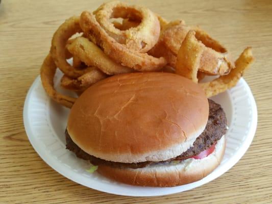 $5.49 Half Pound Burger - 4 Stars - Meaty burger and old school onion rings where a real hit.