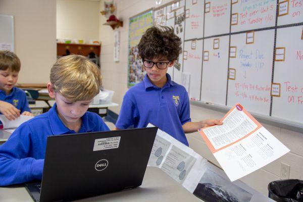 Students working on a group project