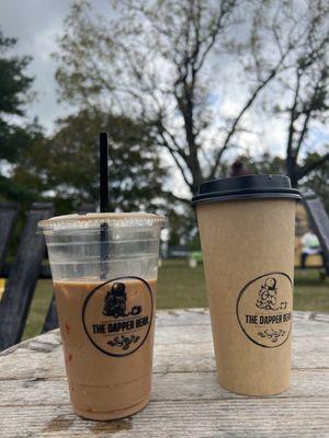 Berry white ice coffee and crème brûlatté