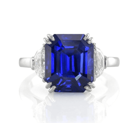 Emerald Cut Sapphire Three Stone Ring