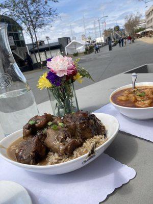 Oxtail and brown rice.