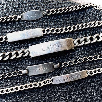 Sterling silver vintage ID bracelets for men and women.