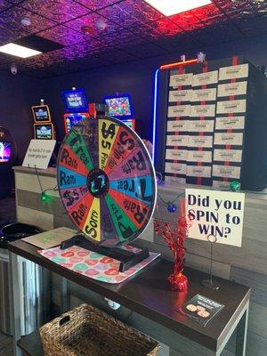 Spin the Wheel for daily prizes.  You never know what you will win!