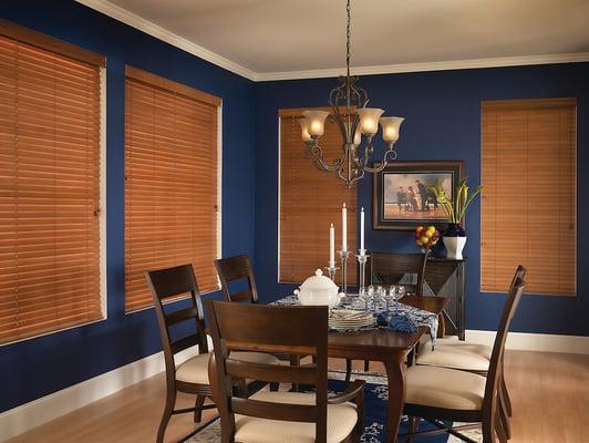 Delta Blinds in Golden Oak shown here gives this room richness and warmth that suits any meal.