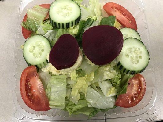 Greek salad the way I requested it, with no feta or peppers