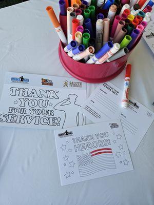 Outside, there was an activity station where we could decorate postcards for veterans!