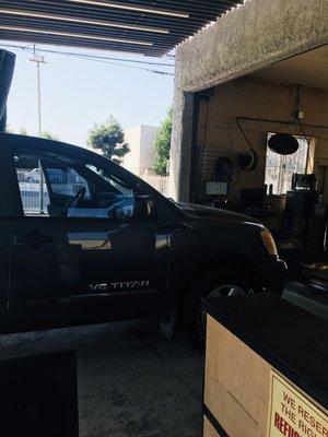 My truck getting smog check..