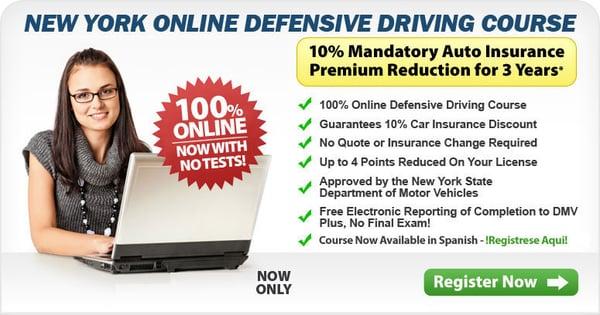 online defensive driving course discount NYS link on our web site save 10%