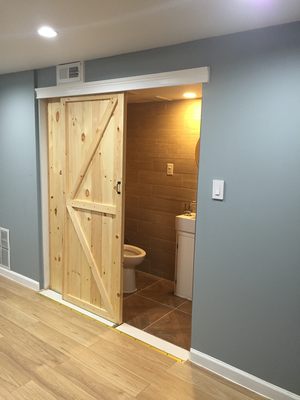 Bathroom with slide door