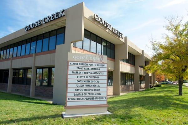 Our Building on corner of Folsom and Valmont is conveniently located in the Goose Creek complex, and has plenty of parking!