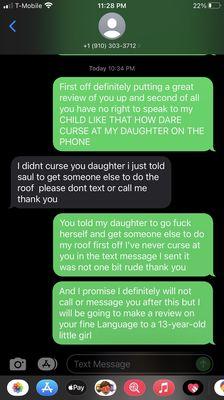 Of him lieing saying he never called or cursed at my daughter.