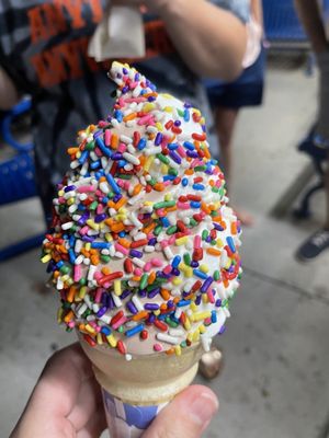 Small twist cone with rainbow jimmies