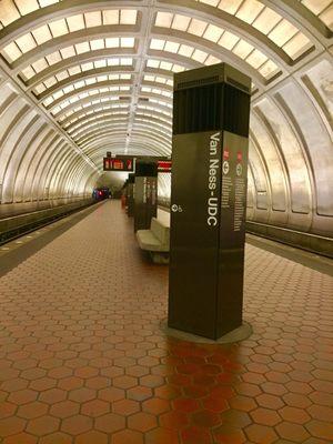 Signage on the platform @ Van Ness-UDC Metro Station