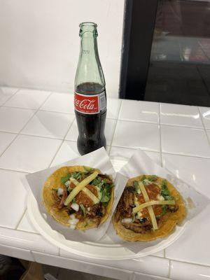 Adobada tacos and a Mexican Coke