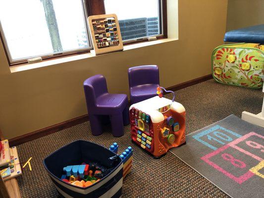 Private room with toys to get treatment while kiddos play and wait their turn. So helpful!