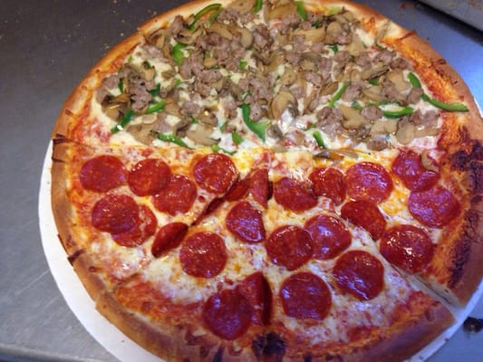 Half Roni other half sausage green peppers onions